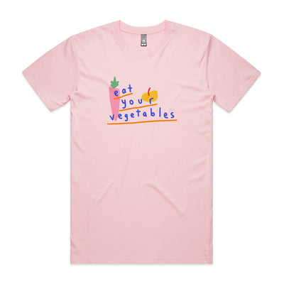 Eat Your Vegetables Tee by Lonely Kids Club. All clothing from our T-shirts to our shorts and hoodies are ethically made, and printed packed and shipped from Sydney.