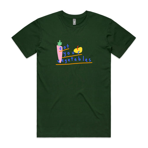 Eat Your Vegetables Tee by Lonely Kids Club. All clothing from our T-shirts to our shorts and hoodies are ethically made, and printed packed and shipped from Sydney.