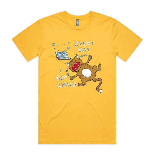 I Get Emails Tee by Lonely Kids Club. All clothing from our T-shirts to our shorts and hoodies are ethically made, and printed packed and shipped from Sydney.