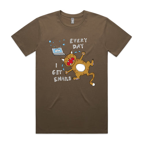 I Get Emails Tee by Lonely Kids Club. All clothing from our T-shirts to our shorts and hoodies are ethically made, and printed packed and shipped from Sydney.