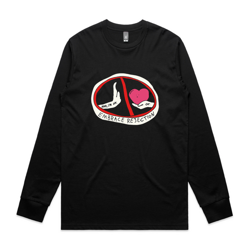Embrace Rejection Tee by Lonely Kids Club. All clothing from our T-shirts to our shorts and hoodies are ethically made, and printed packed and shipped from Sydney.
