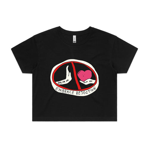 Embrace Rejection Tee by Lonely Kids Club. All clothing from our T-shirts to our shorts and hoodies are ethically made, and printed packed and shipped from Sydney.