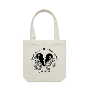 Emotional Labourer's Union Tote by Lonely Kids Club. All clothing from our T-shirts to our shorts and hoodies are ethically made, and printed packed and shipped from Sydney.