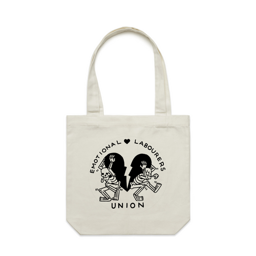 Emotional Labourer's Union Tote by Lonely Kids Club. All clothing from our T-shirts to our shorts and hoodies are ethically made, and printed packed and shipped from Sydney.