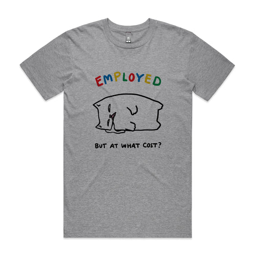 Employed Cat Tee by Lonely Kids Club. All clothing from our T-shirts to our shorts and hoodies are ethically made, and printed packed and shipped from Sydney.
