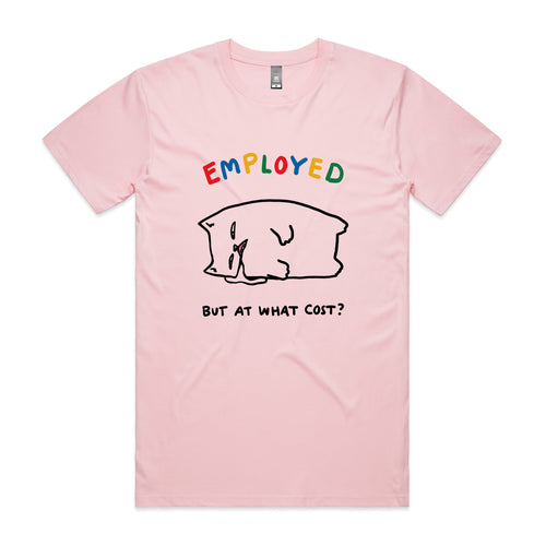 Employed Cat Tee by Lonely Kids Club. All clothing from our T-shirts to our shorts and hoodies are ethically made, and printed packed and shipped from Sydney.