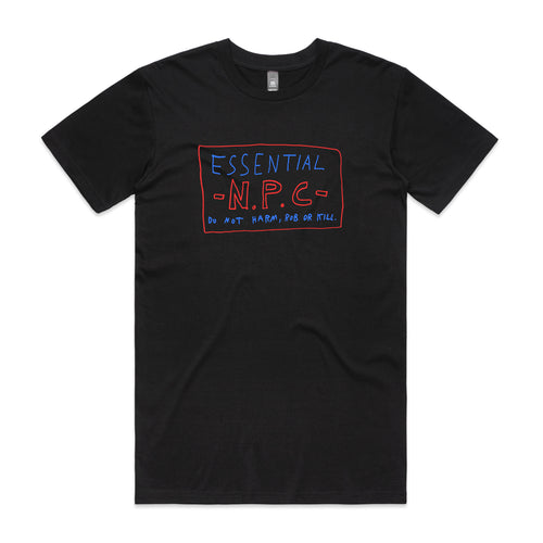 Essential NPC Tee by Lonely Kids Club. All clothing from our T-shirts to our shorts and hoodies are ethically made, and printed packed and shipped from Sydney.