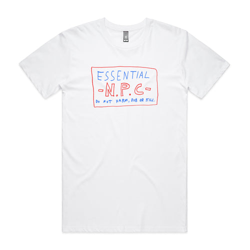 Essential NPC Tee by Lonely Kids Club. All clothing from our T-shirts to our shorts and hoodies are ethically made, and printed packed and shipped from Sydney.