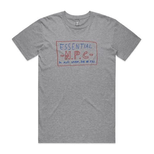 Essential NPC Tee by Lonely Kids Club. All clothing from our T-shirts to our shorts and hoodies are ethically made, and printed packed and shipped from Sydney.