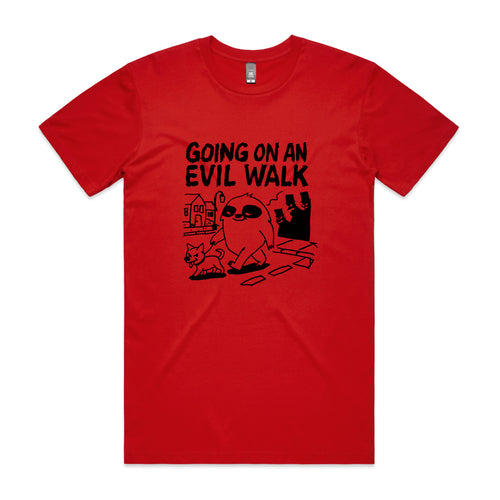 Evil Walk Tee by Lonely Kids Club. All clothing from our T-shirts to our shorts and hoodies are ethically made, and printed packed and shipped from Sydney.