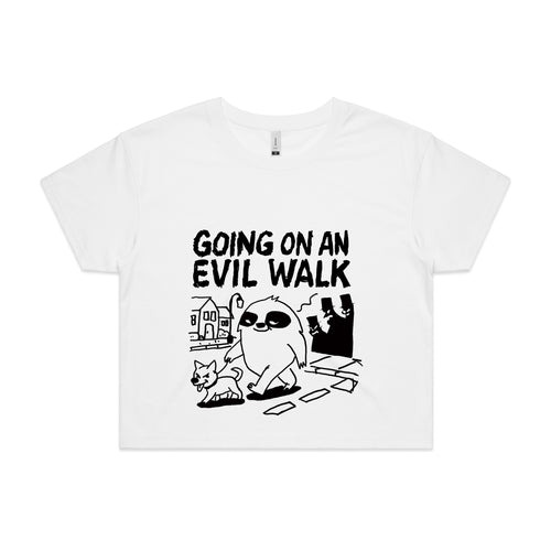 Evil Walk Tee by Lonely Kids Club. All clothing from our T-shirts to our shorts and hoodies are ethically made, and printed packed and shipped from Sydney.