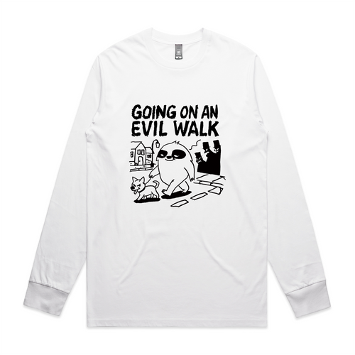 Evil Walk Tee by Lonely Kids Club. All clothing from our T-shirts to our shorts and hoodies are ethically made, and printed packed and shipped from Sydney.