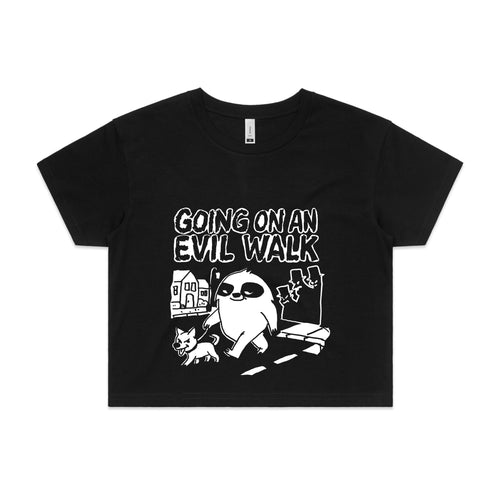 Evil Walk Tee by Lonely Kids Club. All clothing from our T-shirts to our shorts and hoodies are ethically made, and printed packed and shipped from Sydney.
