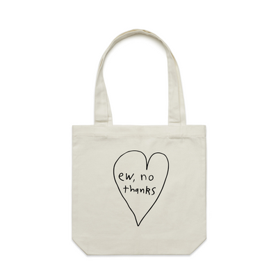 Ew, No Thanks Tote by Lonely Kids Club. All clothing from our T-shirts to our shorts and hoodies are ethically made, and printed packed and shipped from Sydney.