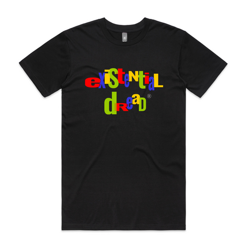 Existential Dread Tee by Lonely Kids Club. All clothing from our T-shirts to our shorts and hoodies are ethically made, and printed packed and shipped from Sydney.