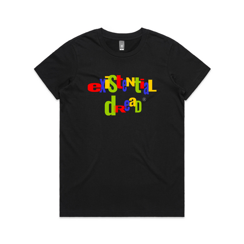 Existential Dread Tee by Lonely Kids Club. All clothing from our T-shirts to our shorts and hoodies are ethically made, and printed packed and shipped from Sydney.