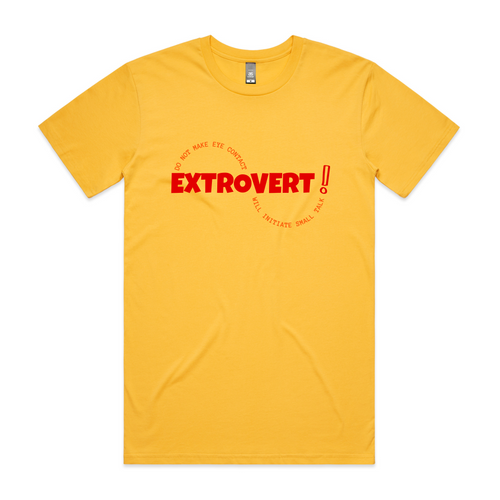 Extrovert Tee by Lonely Kids Club. All clothing from our T-shirts to our shorts and hoodies are ethically made, and printed packed and shipped from Sydney.