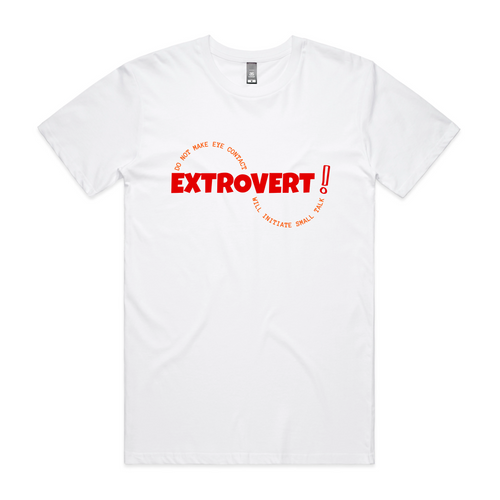 Extrovert Tee by Lonely Kids Club. All clothing from our T-shirts to our shorts and hoodies are ethically made, and printed packed and shipped from Sydney.