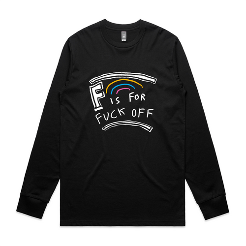 F Is For Fuck Off Tee by Lonely Kids Club. All clothing from our T-shirts to our shorts and hoodies are ethically made, and printed packed and shipped from Sydney.