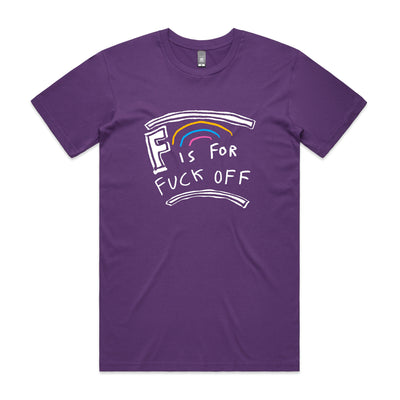 F Is For Fuck Off Tee by Lonely Kids Club. All clothing from our T-shirts to our shorts and hoodies are ethically made, and printed packed and shipped from Sydney.