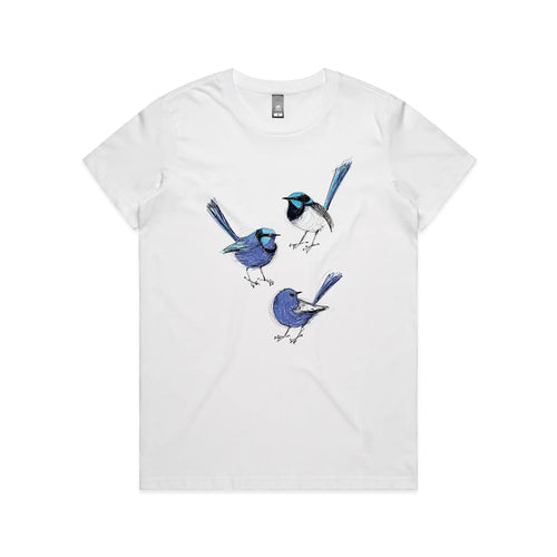Fairywren Friends Tee by Lonely Kids Club. All clothing from our T-shirts to our shorts and hoodies are ethically made, and printed packed and shipped from Sydney.