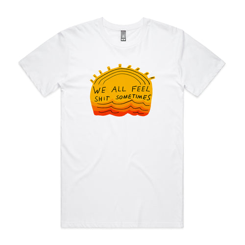 We All Feel Tee by Lonely Kids Club. All clothing from our T-shirts to our shorts and hoodies are ethically made, and printed packed and shipped from Sydney.