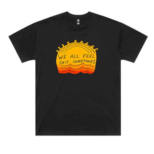 We All Feel Tee by Lonely Kids Club. All clothing from our T-shirts to our shorts and hoodies are ethically made, and printed packed and shipped from Sydney.