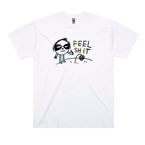 Feel Shit Tee by Lonely Kids Club. All clothing from our T-shirts to our shorts and hoodies are ethically made, and printed packed and shipped from Sydney.