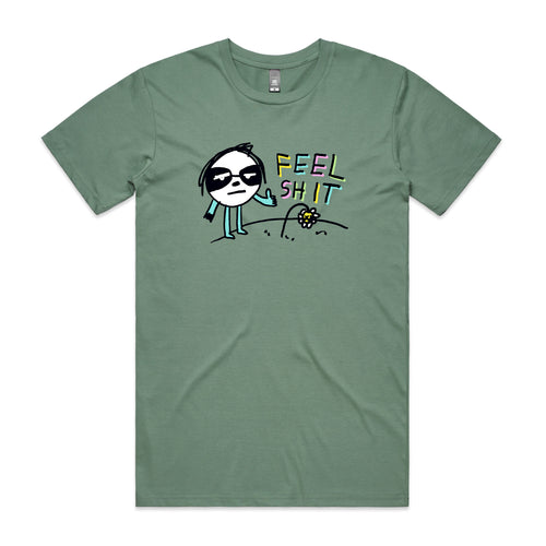Feel Shit Tee by Lonely Kids Club. All clothing from our T-shirts to our shorts and hoodies are ethically made, and printed packed and shipped from Sydney.