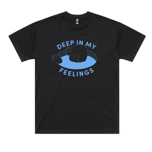 Deep In My Feelings Tee by Lonely Kids Club. All clothing from our T-shirts to our shorts and hoodies are ethically made, and printed packed and shipped from Sydney.
