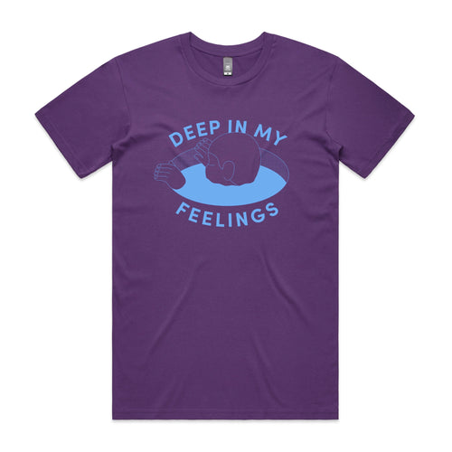Deep In My Feelings Tee by Lonely Kids Club. All clothing from our T-shirts to our shorts and hoodies are ethically made, and printed packed and shipped from Sydney.