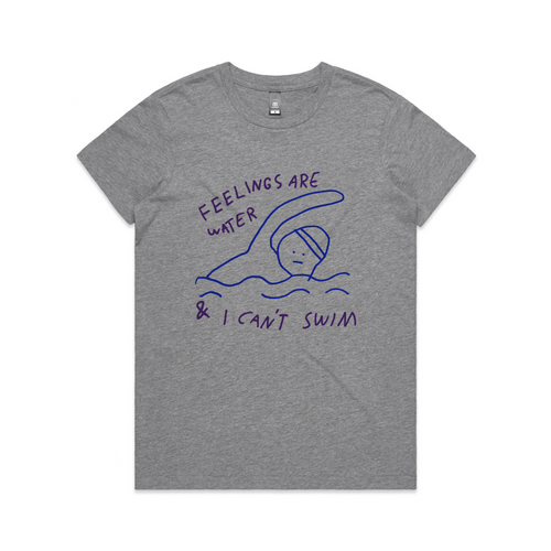 Feelings Are Water Tee by Lonely Kids Club. All clothing from our T-shirts to our shorts and hoodies are ethically made, and printed packed and shipped from Sydney.