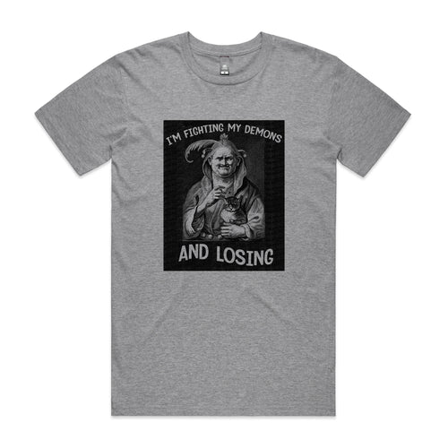 Fighting My Demons Tee by Lonely Kids Club. All clothing from our T-shirts to our shorts and hoodies are ethically made, and printed packed and shipped from Sydney.