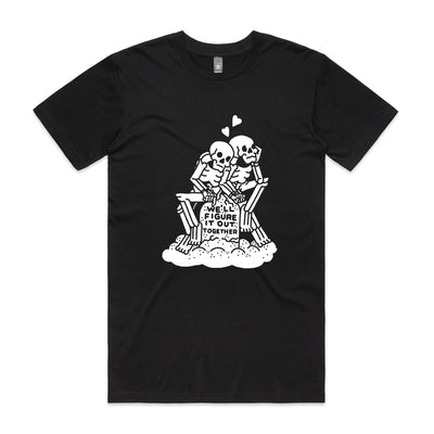 Figure It Out Together Tee by Lonely Kids Club. All clothing from our T-shirts to our shorts and hoodies are ethically made, and printed packed and shipped from Sydney.