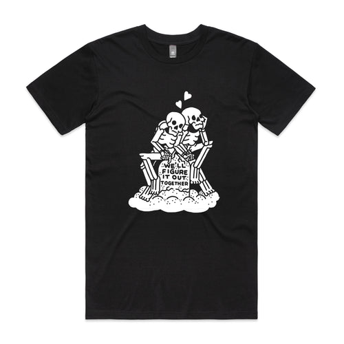 Figure It Out Together Tee by Lonely Kids Club. All clothing from our T-shirts to our shorts and hoodies are ethically made, and printed packed and shipped from Sydney.