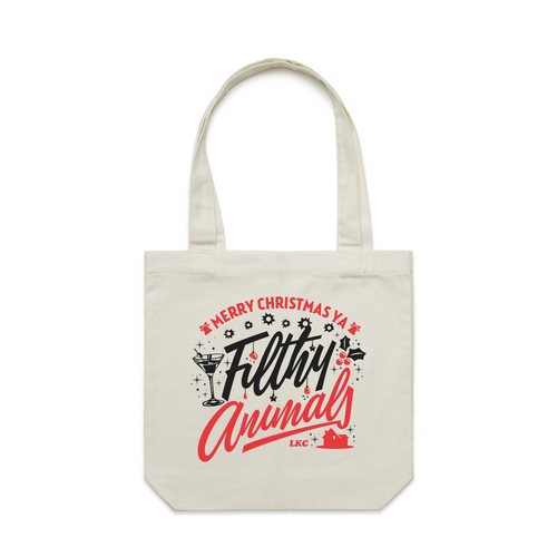 Filthy Animals Tote by Lonely Kids Club. All clothing from our T-shirts to our shorts and hoodies are ethically made, and printed packed and shipped from Sydney.