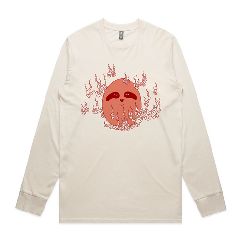 Fire Elemental Egg Sloth Tee by Lonely Kids Club. All clothing from our T-shirts to our shorts and hoodies are ethically made, and printed packed and shipped from Sydney.