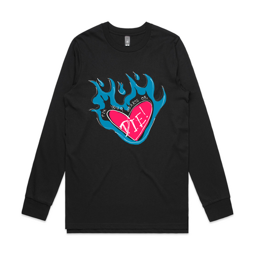 Fix Your Hearts Or Die Tee by Lonely Kids Club. All clothing from our T-shirts to our shorts and hoodies are ethically made, and printed packed and shipped from Sydney.