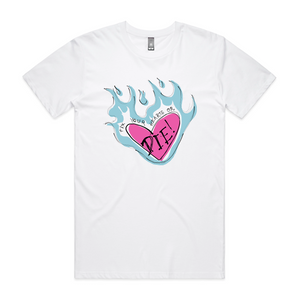 Fix Your Hearts Or Die Tee by Lonely Kids Club. All clothing from our T-shirts to our shorts and hoodies are ethically made, and printed packed and shipped from Sydney.