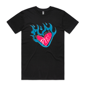 Fix Your Hearts Or Die Tee by Lonely Kids Club. All clothing from our T-shirts to our shorts and hoodies are ethically made, and printed packed and shipped from Sydney.