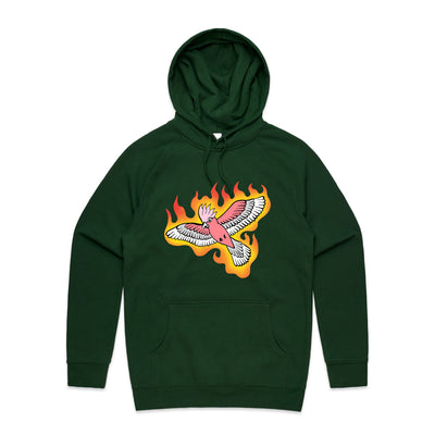 Flamin' Galah Hoodie by Lonely Kids Club. All clothing from our T-shirts to our shorts and hoodies are ethically made, and printed packed and shipped from Sydney.