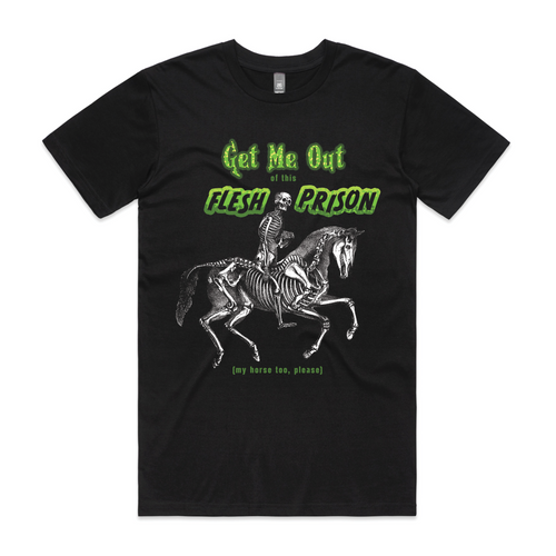 Flesh Prison Tee by Lonely Kids Club. All clothing from our T-shirts to our shorts and hoodies are ethically made, and printed packed and shipped from Sydney.