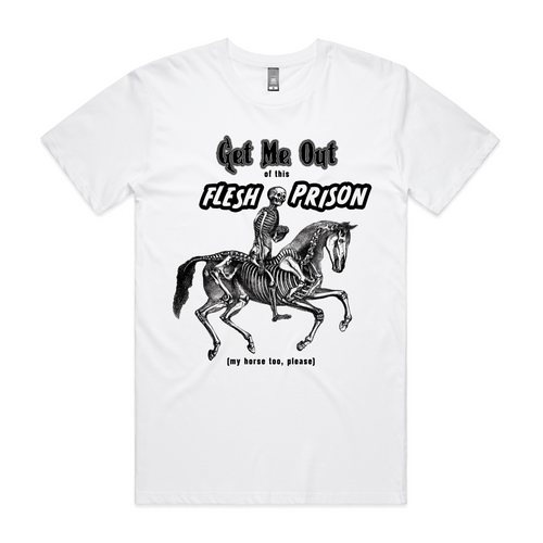 Flesh Prison Tee by Lonely Kids Club. All clothing from our T-shirts to our shorts and hoodies are ethically made, and printed packed and shipped from Sydney.