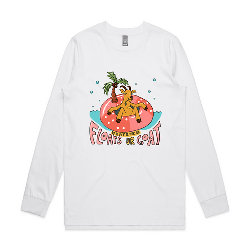 Floats Ur Goat Tee by Lonely Kids Club. All clothing from our T-shirts to our shorts and hoodies are ethically made, and printed packed and shipped from Sydney.