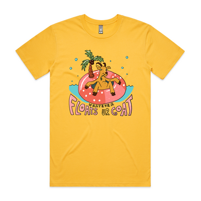 Floats Ur Goat Tee by Lonely Kids Club. All clothing from our T-shirts to our shorts and hoodies are ethically made, and printed packed and shipped from Sydney.