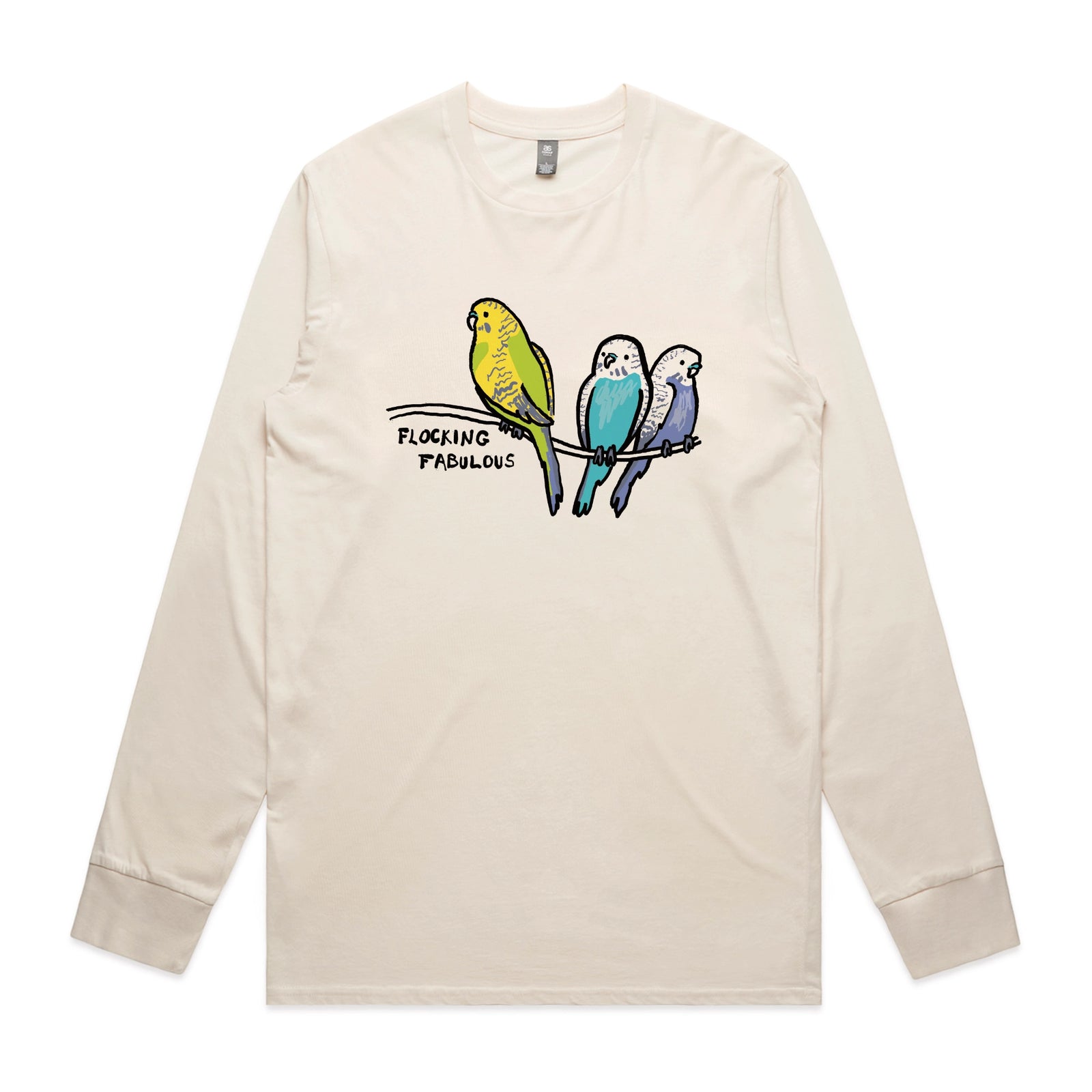 Ecru long sleeve t-shirt with Flocking Fabulous graphic by Lonely Kids Club