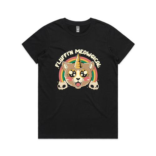 Fluffin' Meowgical Tee by Lonely Kids Club. All clothing from our T-shirts to our shorts and hoodies are ethically made, and printed packed and shipped from Sydney.