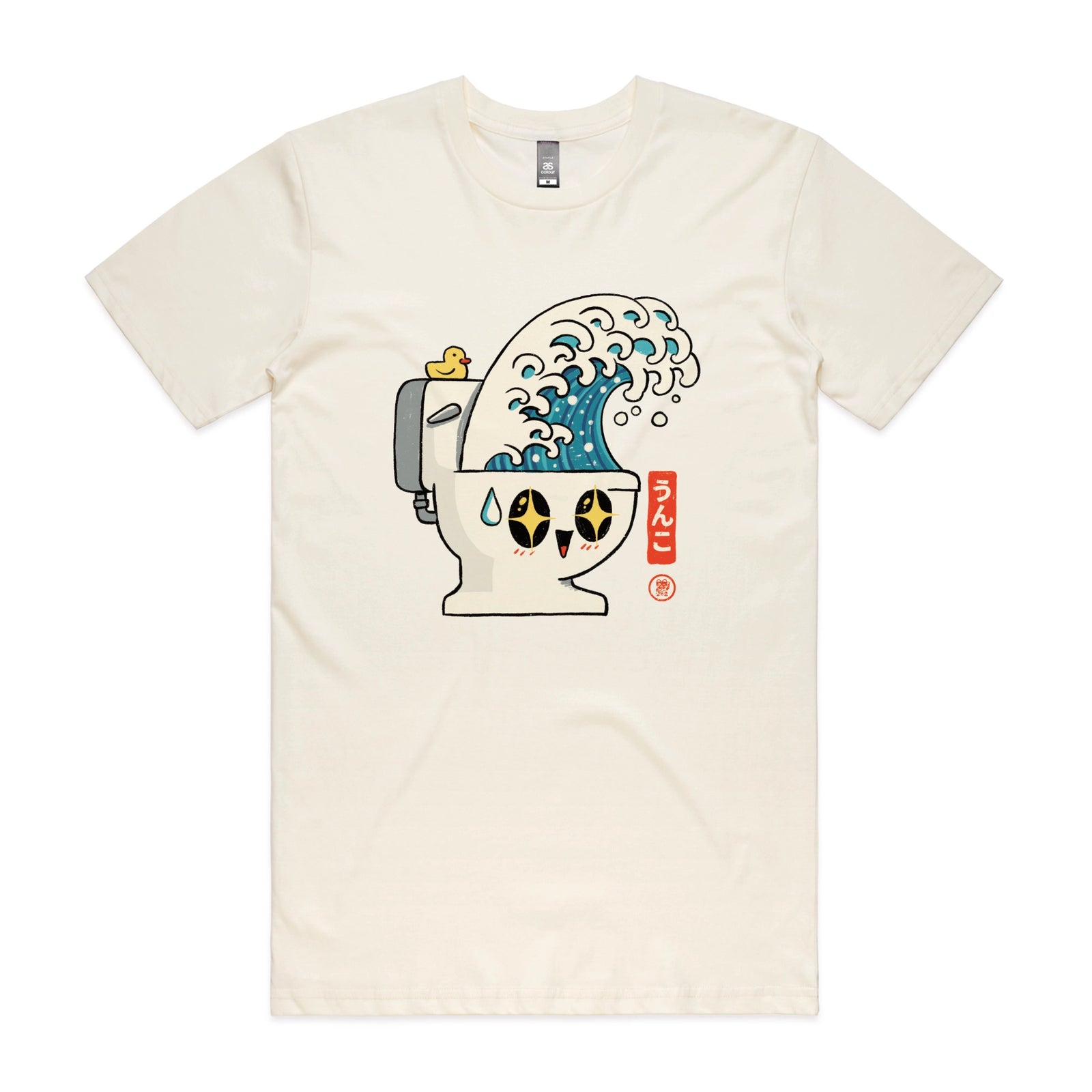 Ecru unisex t-shirt with The Great Flush graphic by Lonely Kids Club
