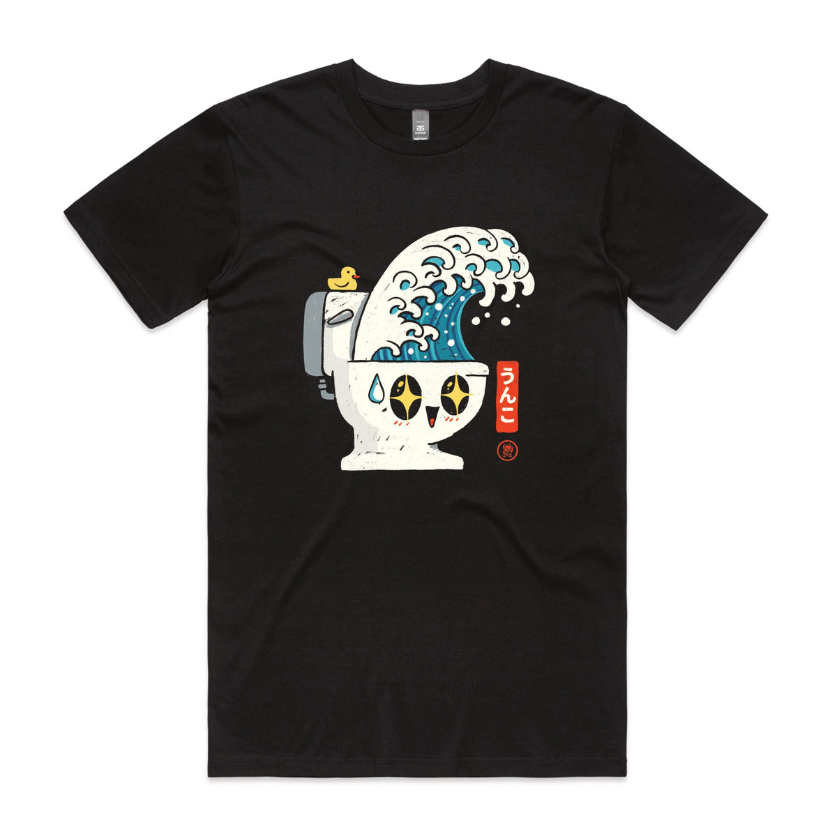 Black unisex t-shirt with The Great Flush graphic by Lonely Kids Club