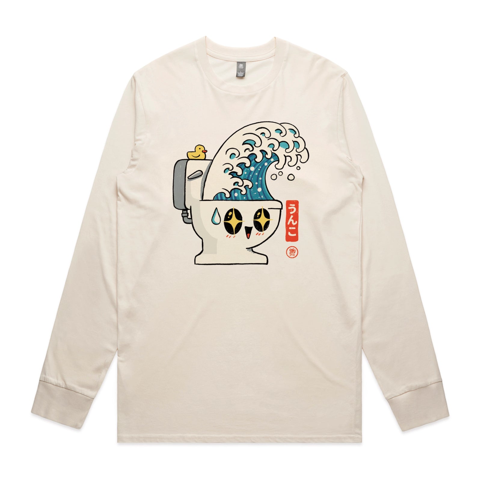 White long sleeve t-shirt with The Great Flush graphic by Lonely Kids Club